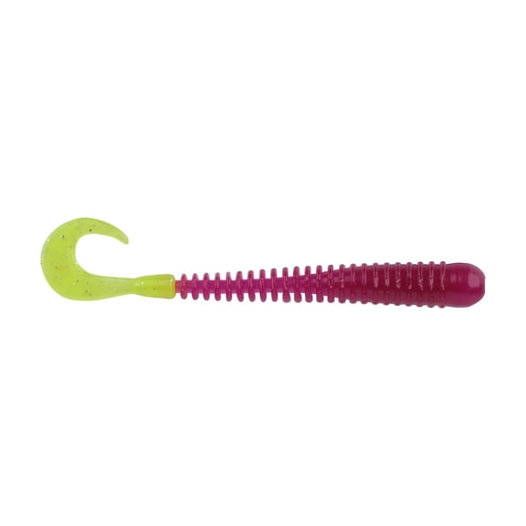 Berkley PowerBait Rib Worm, 4 in, Worms, Purple/Chartreuse (10 Count)