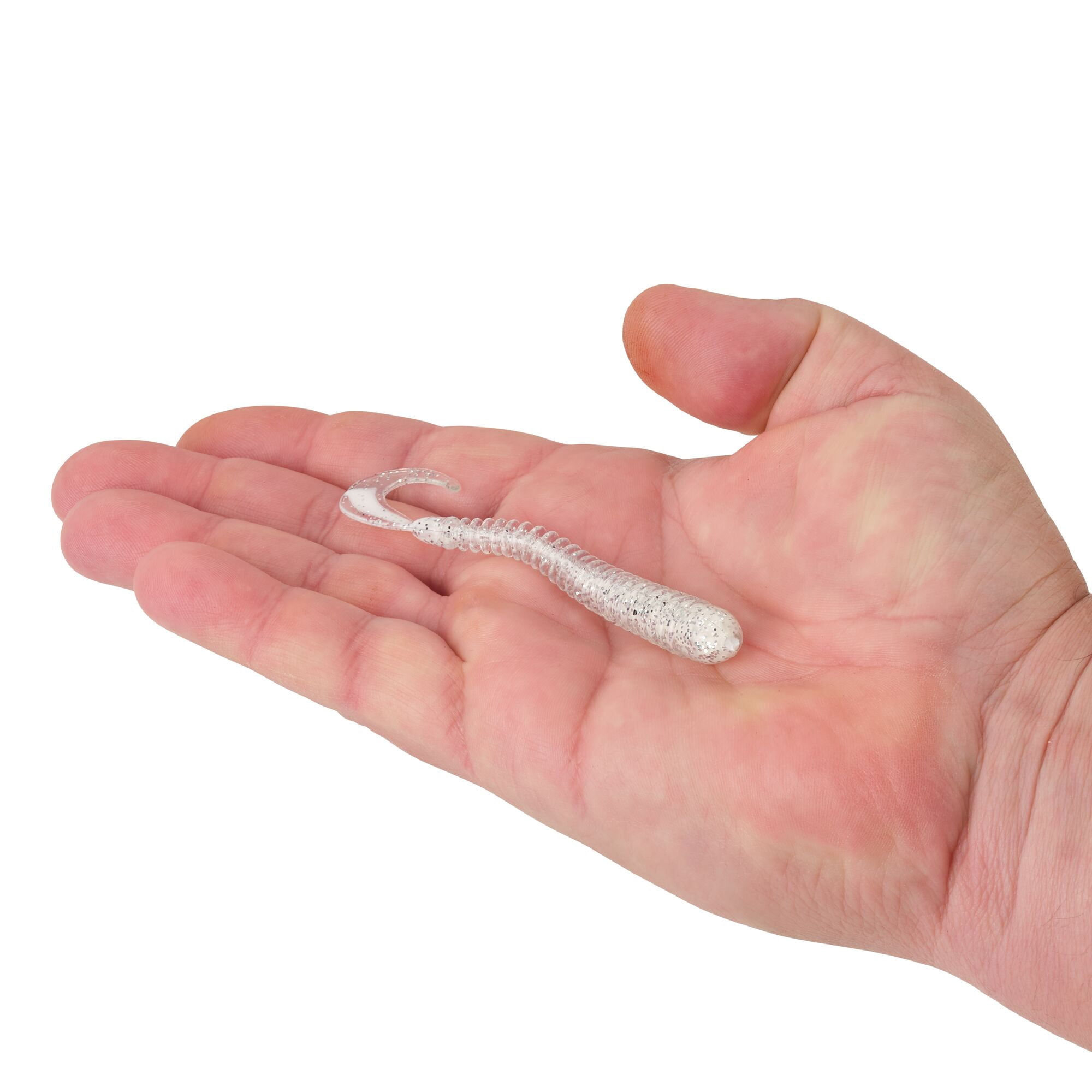 Berkley PowerBait® Rib Worm, 4 in, Worms, White Ice (10 Count)