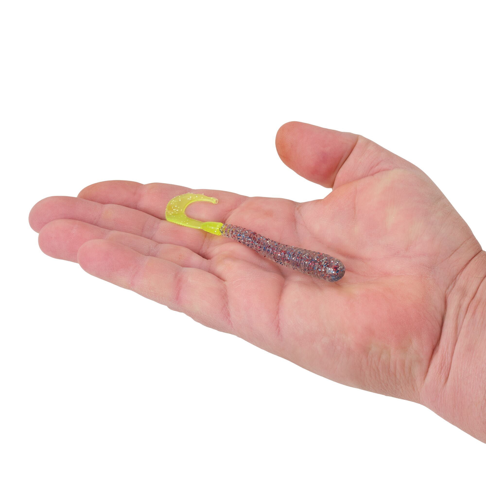 Berkley PowerBait® Rib Worm, 4 in, Worms, Firecracker/Chartreuse (10 Count)