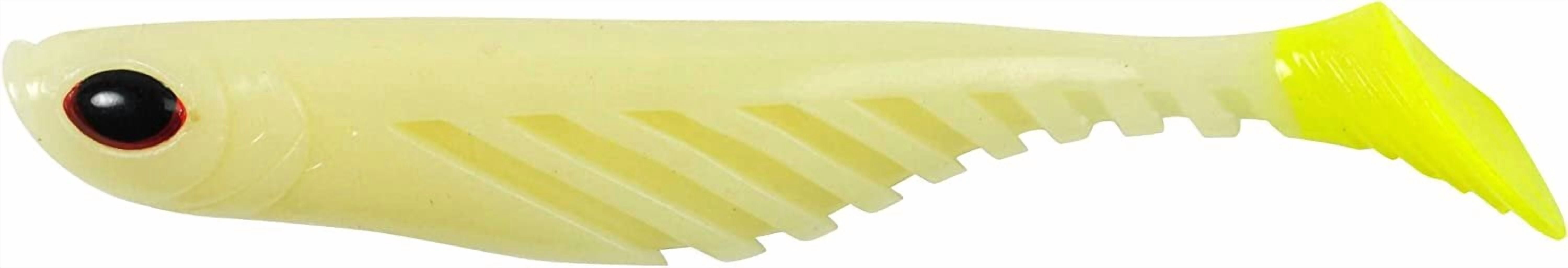 Berkley PowerBait Ripple Shad Fishing Bait, Glow/Chartreuse, 3in | 8cm