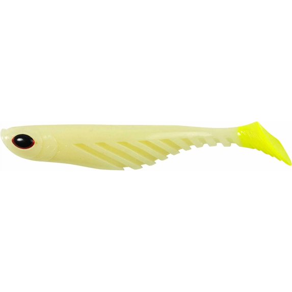 Berkley PowerBait Ripple Shad Fishing Bait, Glow/Chartreuse, 3in | 8cm