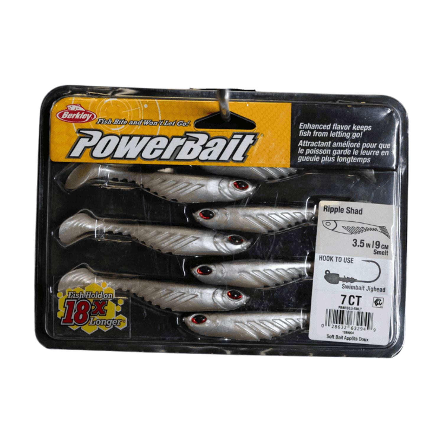 PowerBait Ripple Shad Soft Bait 3 1/2" Length, Smelt, Per 7 1289904