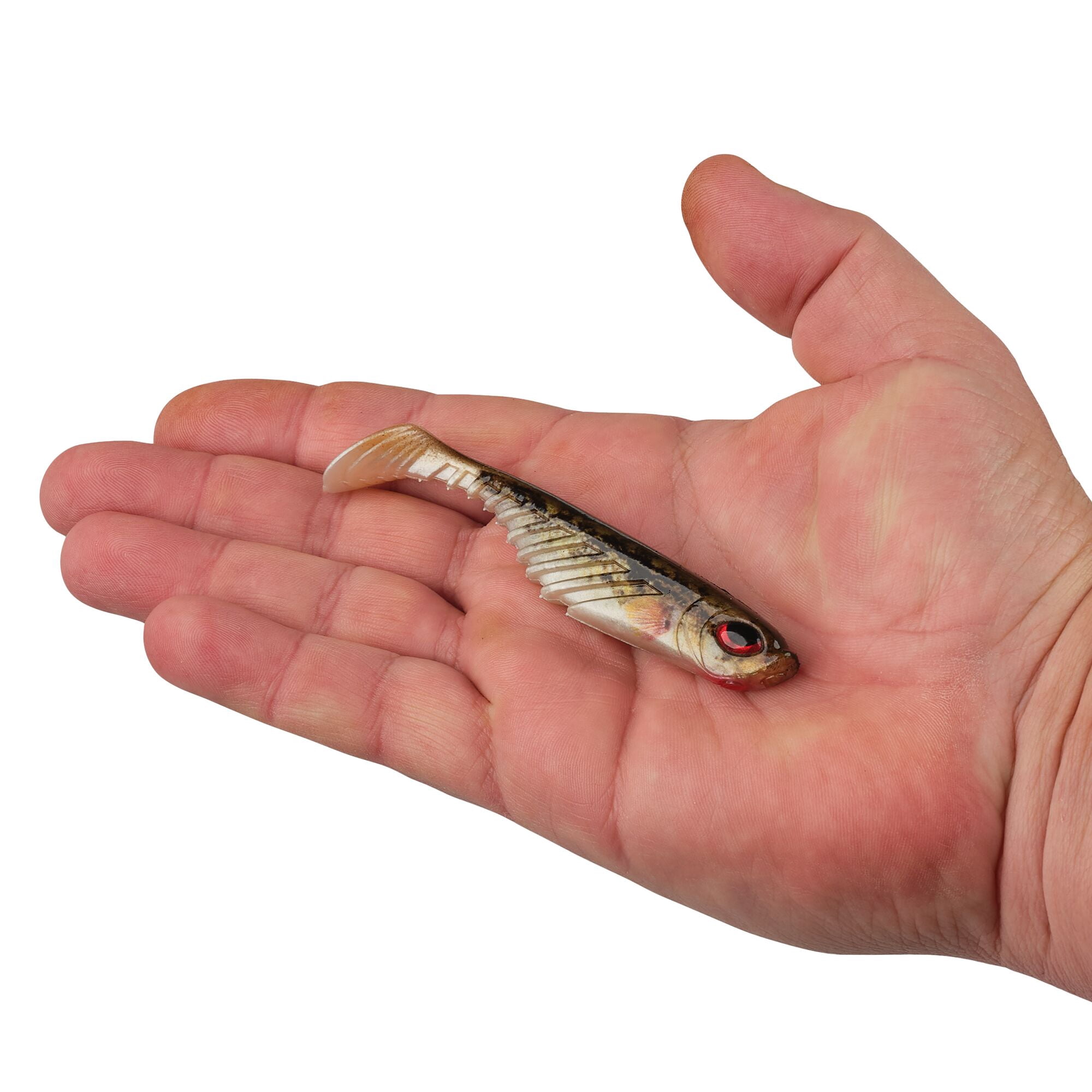 Berkley PowerBait® Ripple Shad, 4 in, Swimbaits, HD Red Belly Goby (5 Count)