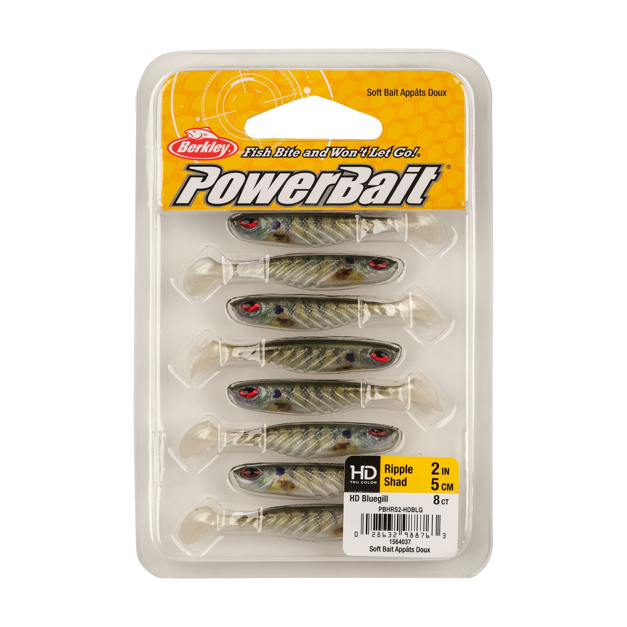 Berkley PowerBait® Ripple Shad, 2 in, Swimbaits, HD Bluegill (8 Count)