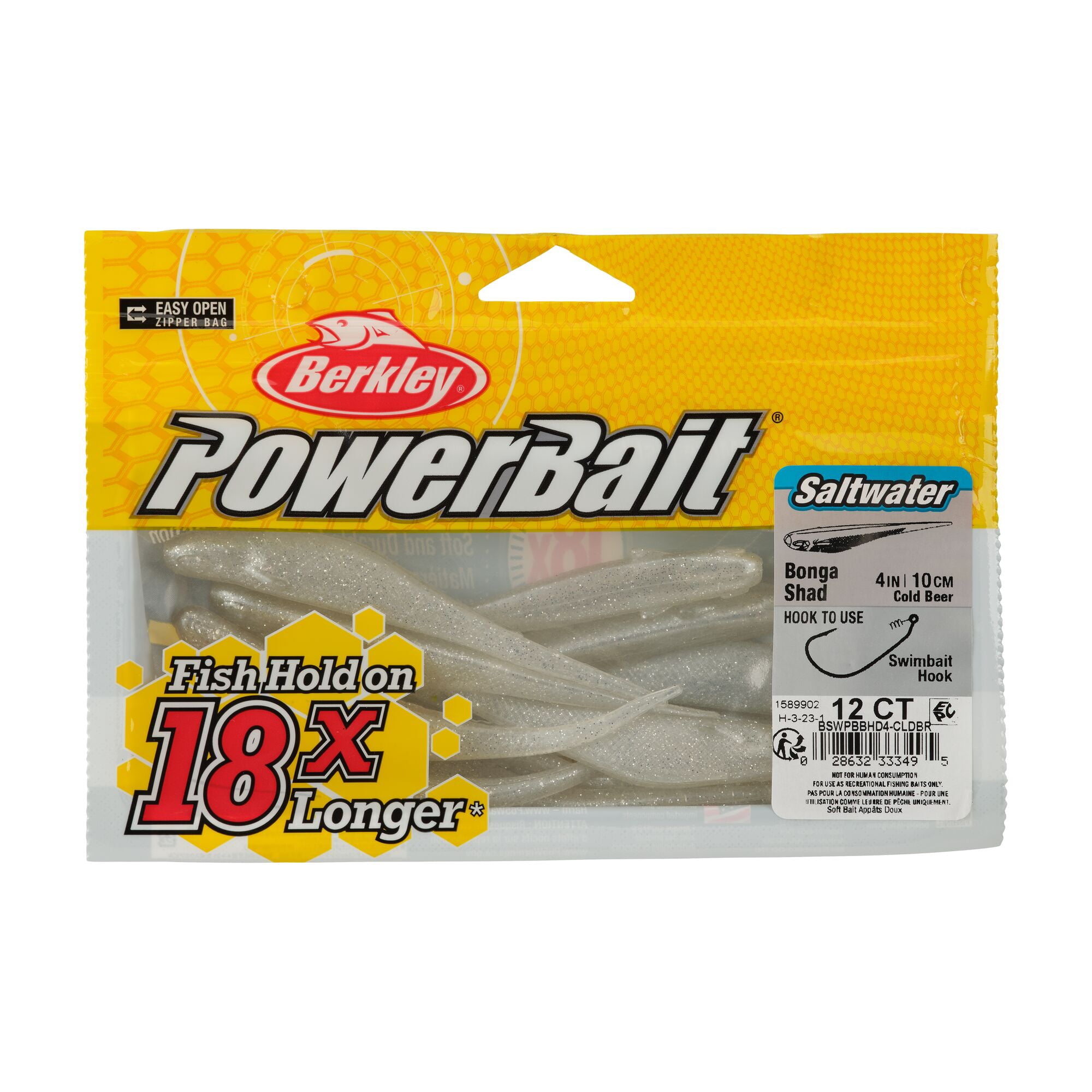 Berkley PowerBait® Saltwater Bonga Shad, 4 in, Jerkbaits, Cold Beer (12-count)
