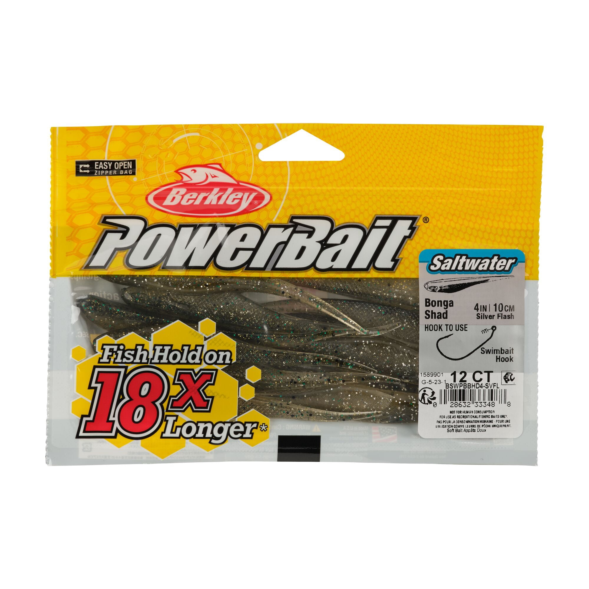 Berkley PowerBait® Saltwater Bonga Shad, 4 in, Jerkbaits, Sight Flash (12-count)