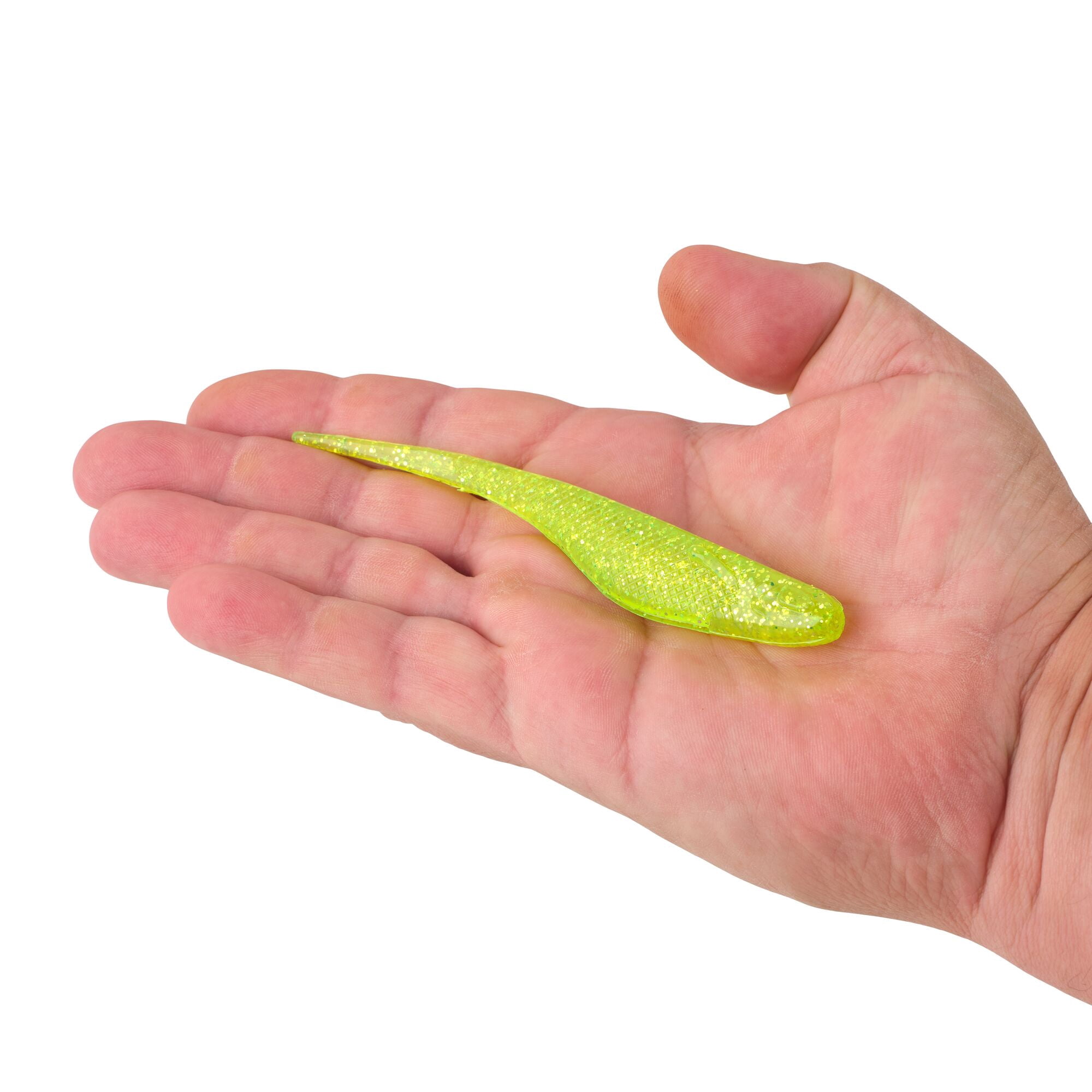 Berkley PowerBait® Saltwater Bonga Shad, 5 in, Jerkbaits, Chartreuse Silver Flash (10-count)