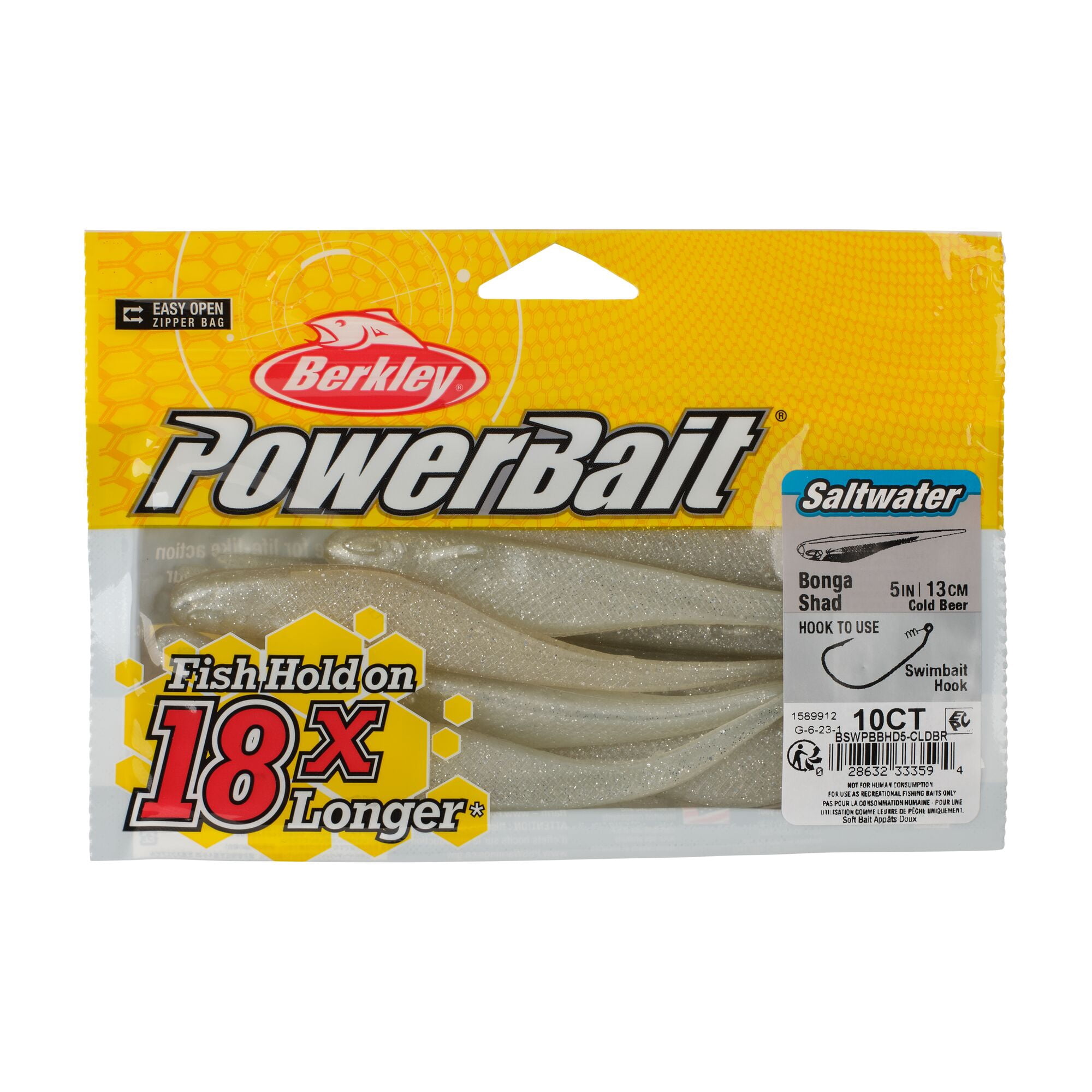 Berkley PowerBait® Saltwater Bonga Shad, 5 in, Jerkbaits, Cold Beer (10-count)