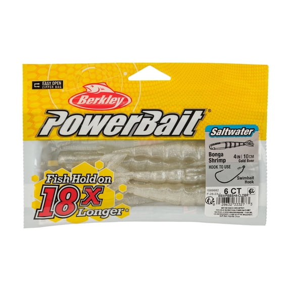 Berkley PowerBait Saltwater Bonga Shrimp, 4 in, Shrimp, Cold Beer (6-count)