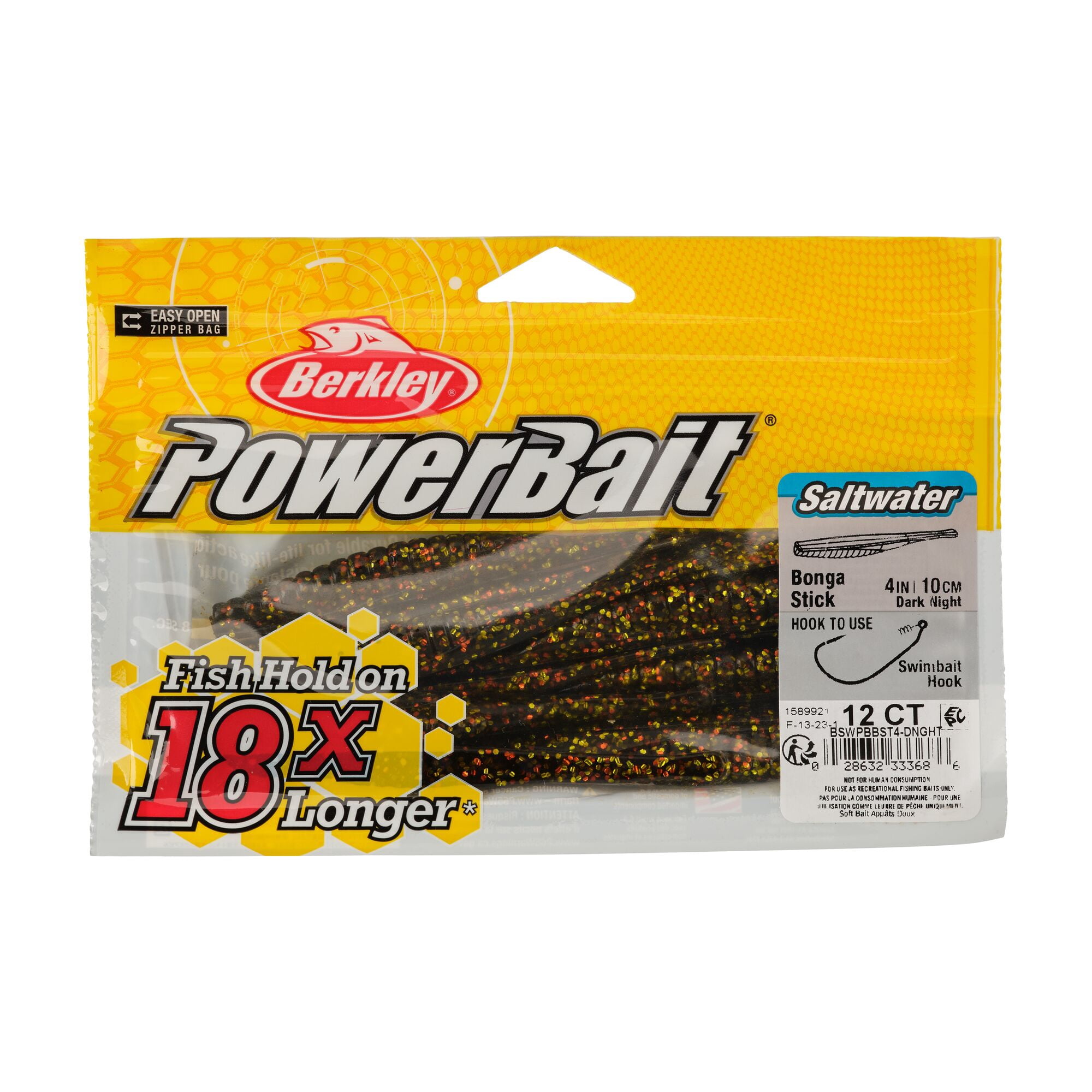 Berkley PowerBait® Saltwater Bonga Stick, 4 in, Jerkbaits, Dark Night (12-count)