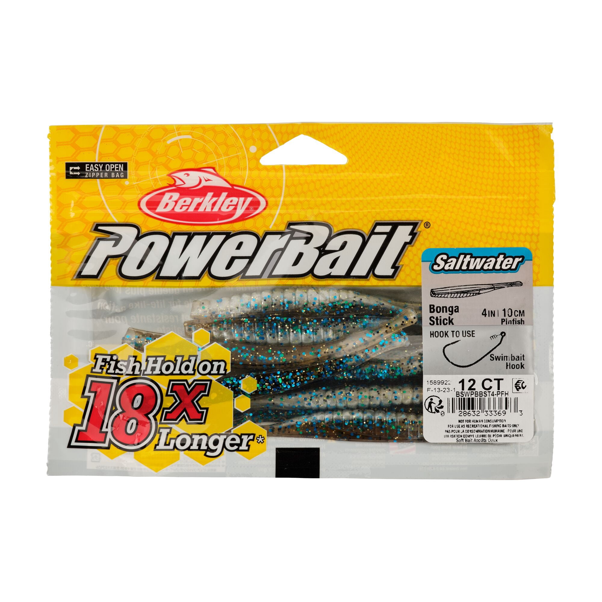 Berkley PowerBait® Saltwater Bonga Stick, 4 in, Jerkbaits, Pinfish (12-count)