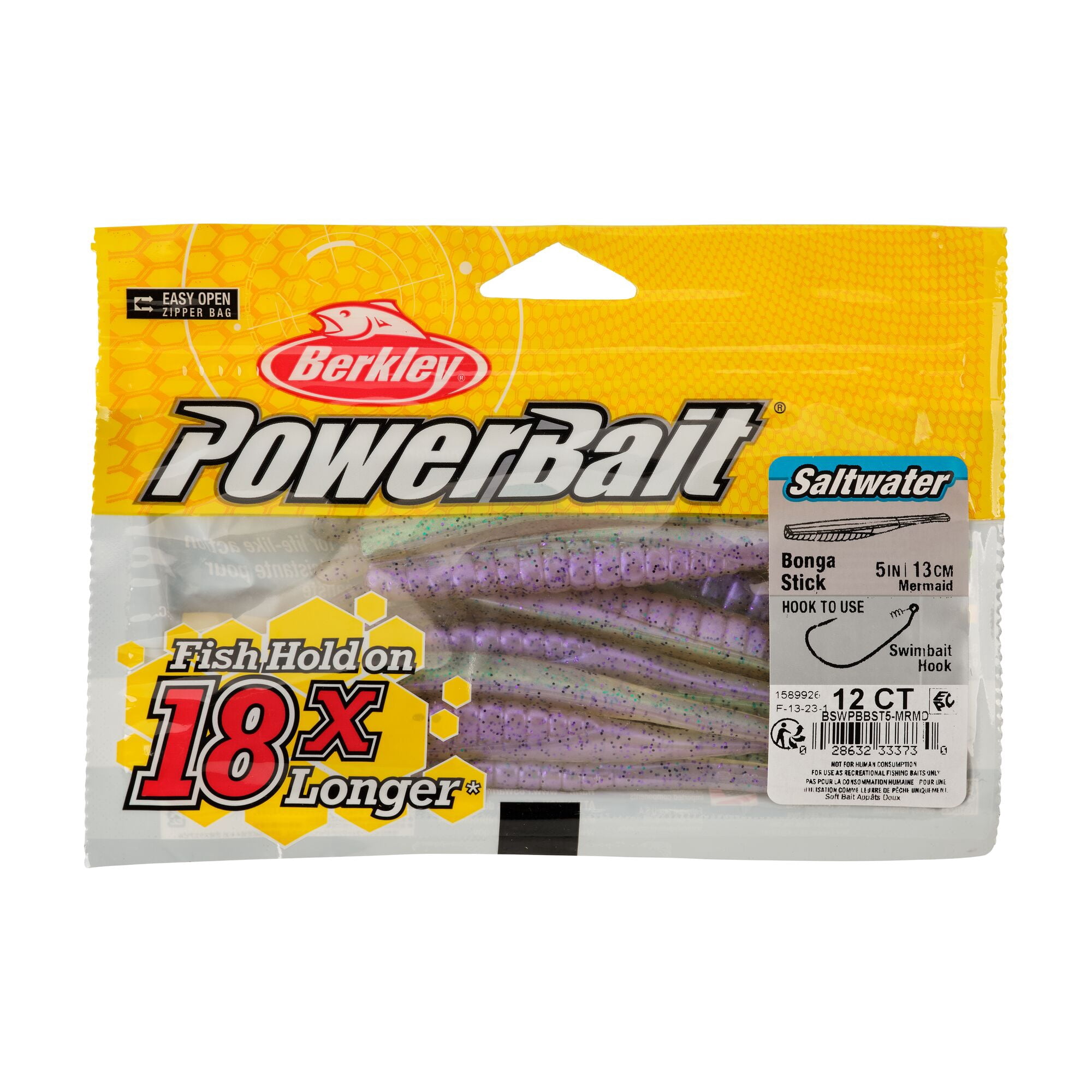 Berkley PowerBait® Saltwater Bonga Stick, 5 in, Jerkbaits, Mermaid (12-count)