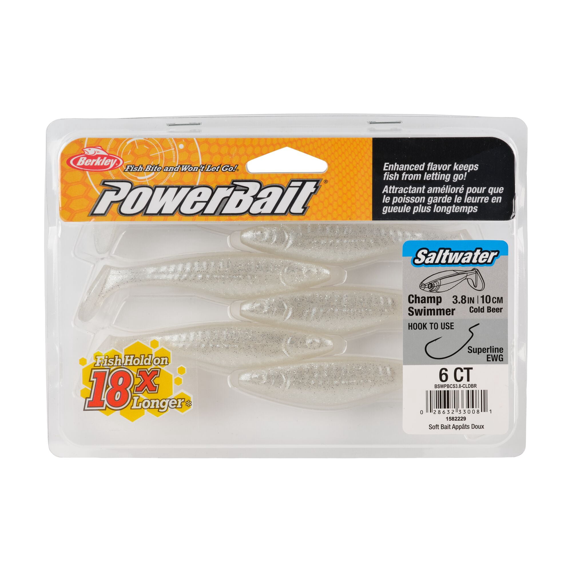 Berkley PowerBait® Saltwater The Champ Swimmer, 3.8 in, Swimbaits, Cold Beer (6-count)