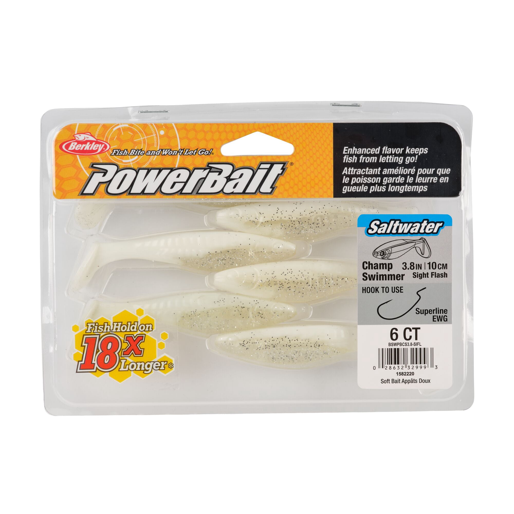 Berkley PowerBait® Saltwater The Champ Swimmer, 3.8 in, Swimbaits, Sight Flash (6-count)