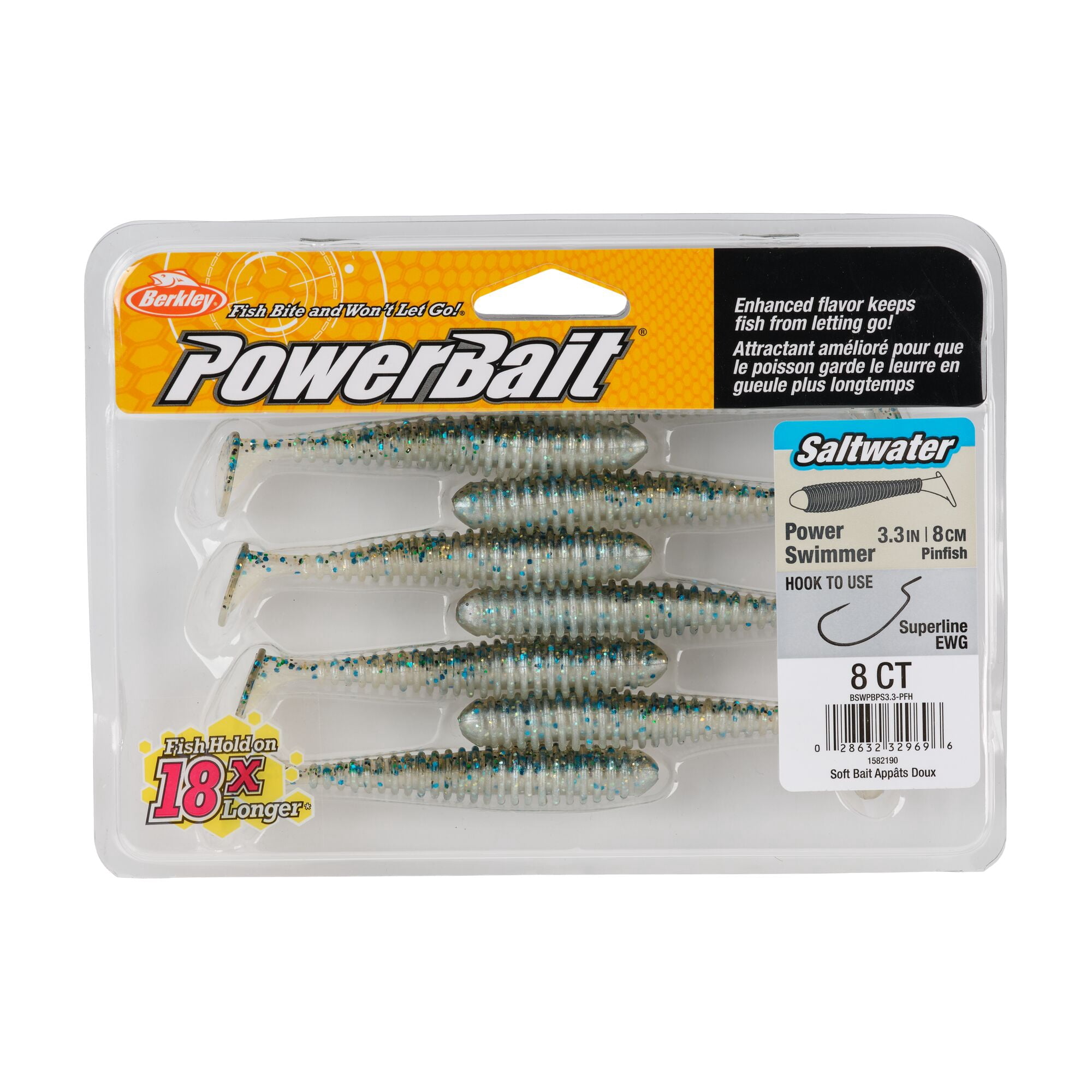 Berkley PowerBait® Saltwater Power Swimmer, 3.3 in, Swimbaits, Pinfish (8-count)