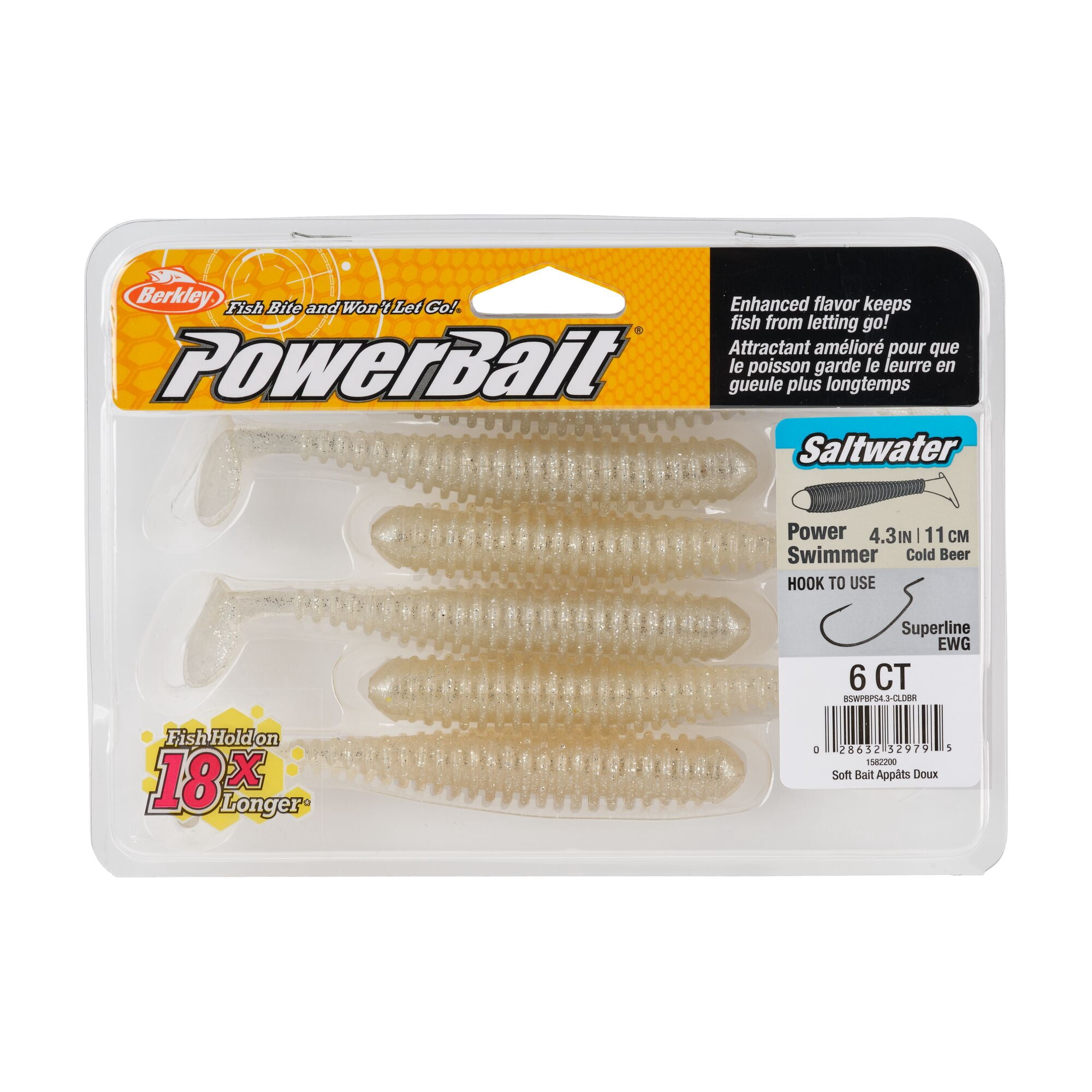 Berkley PowerBait® Saltwater Power Swimmer, 4.3 in, Swimbaits, Cold Beer (6-count)