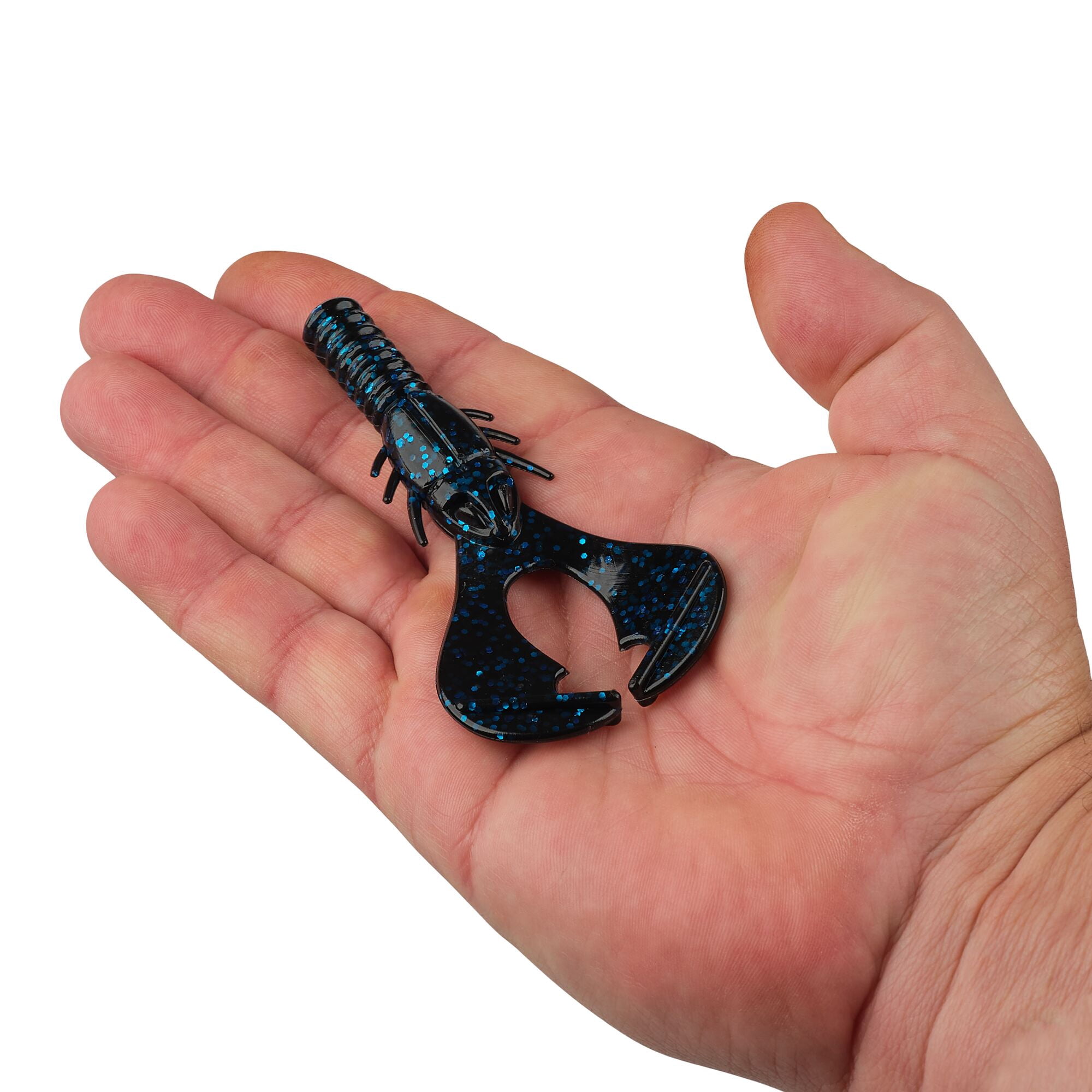 Berkley PowerBait® Shape 108, 4 in, Creatures, Black Blue Fleck (6-count)