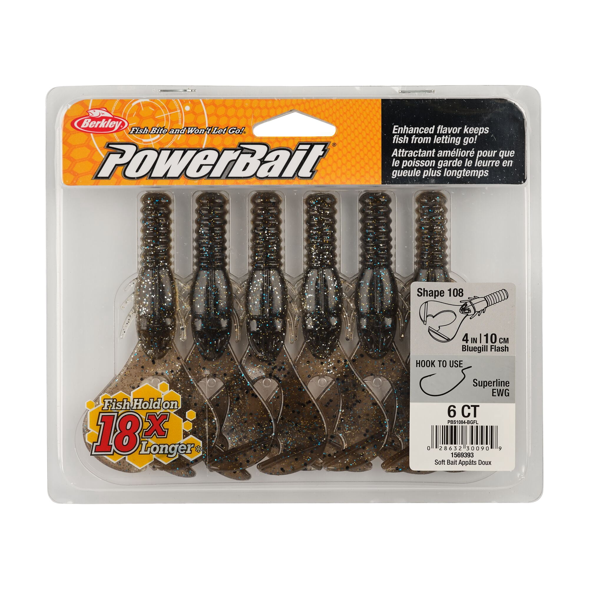 Berkley PowerBait® Shape 108, 4 in, Creatures, Bluegill Flash (6-count)