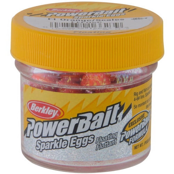 PowerBait Sparkle Power Eggs Floating Magnum Soft Bait Fluorescent Orange with Scales 1103827