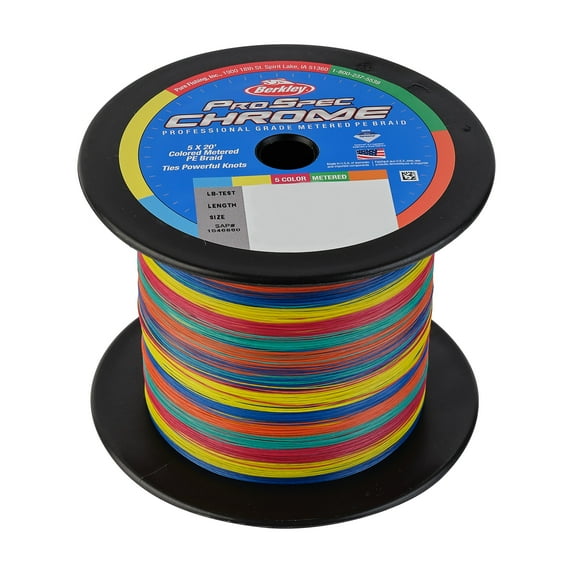 Berkley ProSpec® Chrome 5x20' Metered Braid Superline, 5-Color, 20lb | 9kg