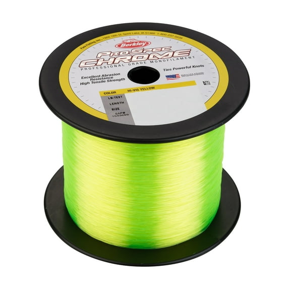 Berkley ProSpec® Chrome Monofilament Fishing Line, Hi-Vis Yellow, 50 lb Test Strength, 1000 yd
