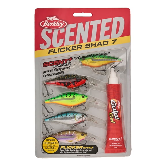 Berkley Scented Flicker Shad® Tiger Pack, 2.75 in, Crankbaits, Assorted (5 Count)