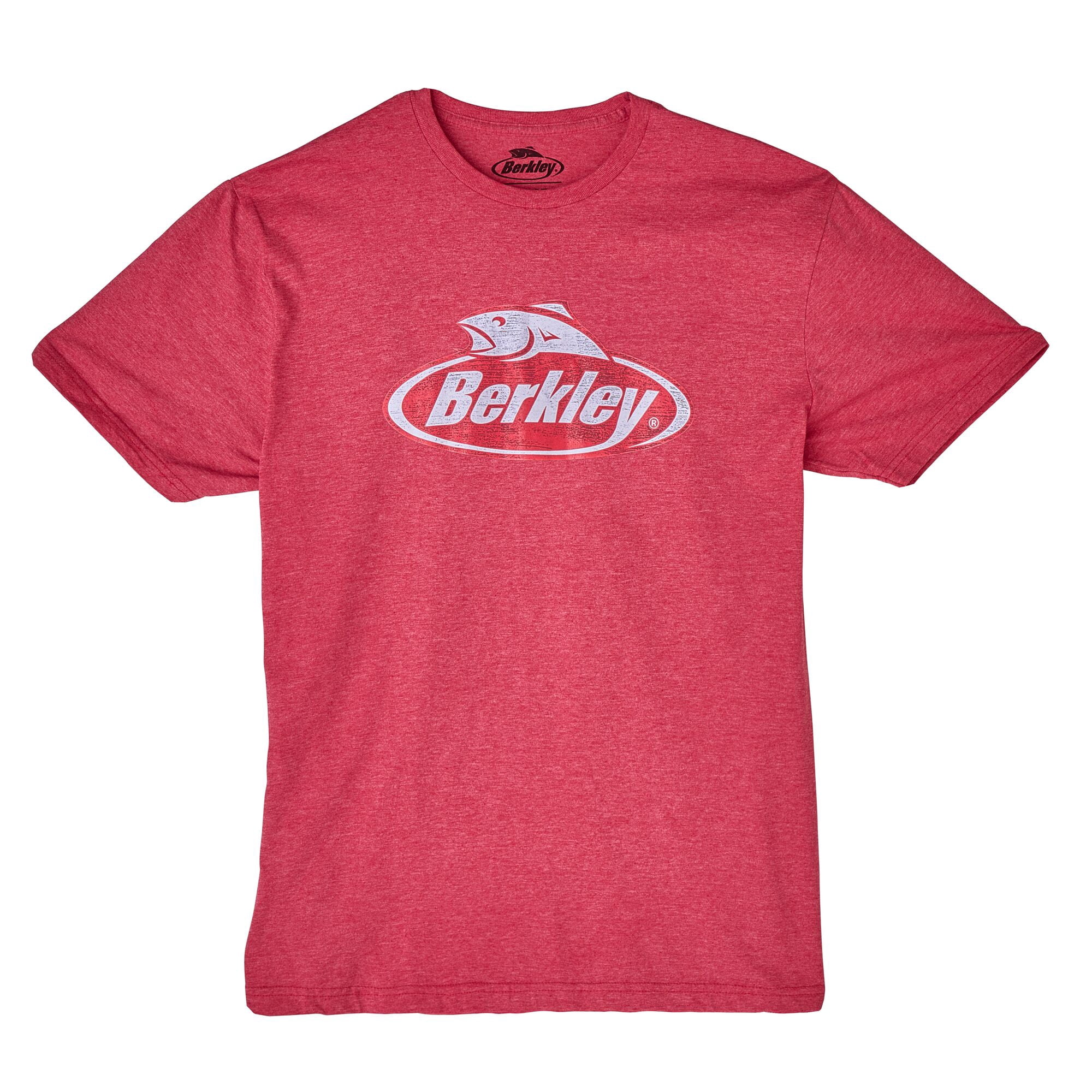 Berkley Short Sleeve Distressed Logo T-Shirt, Heather Red, Size M