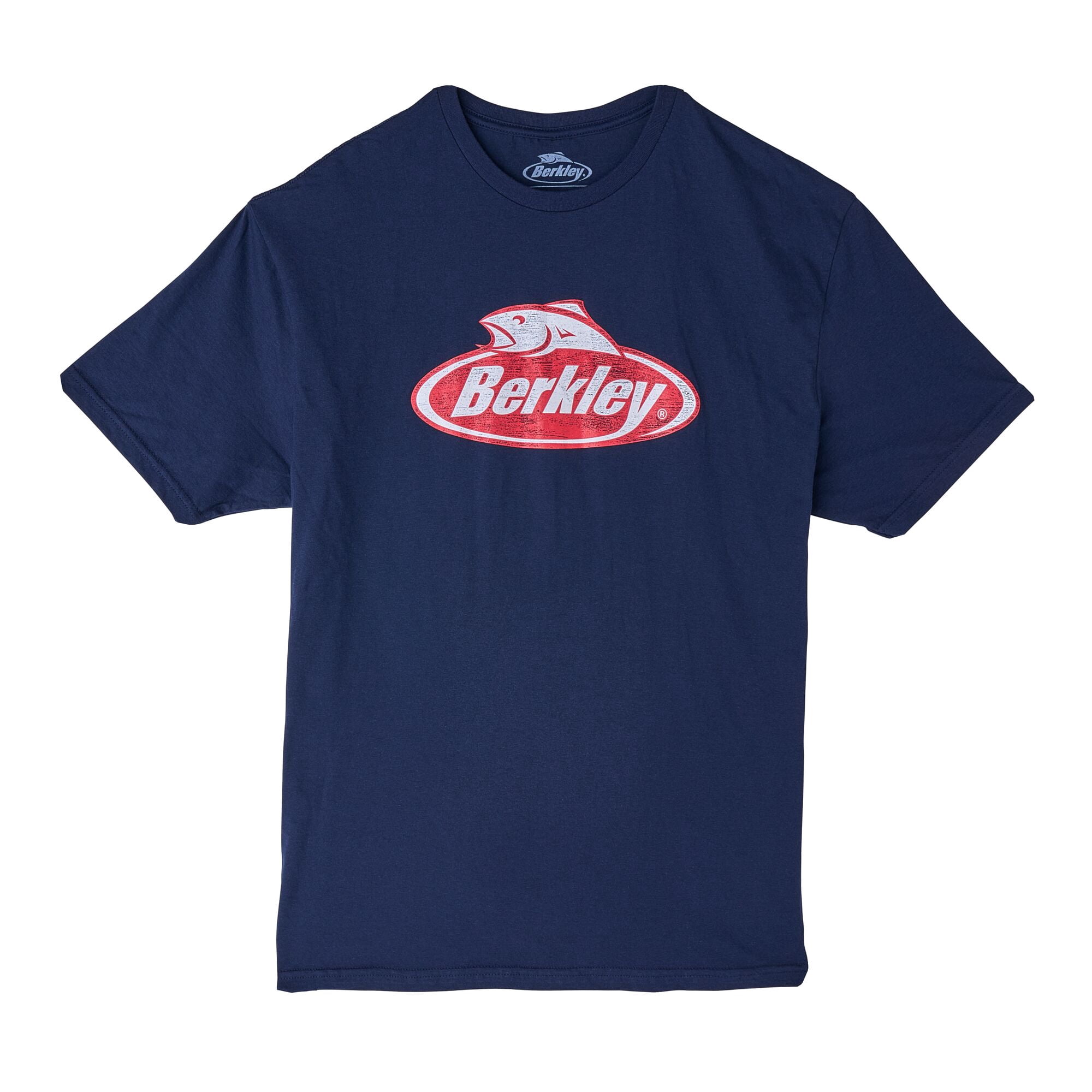 Berkley Short Sleeve Distressed Logo T-Shirt, Navy, Size L