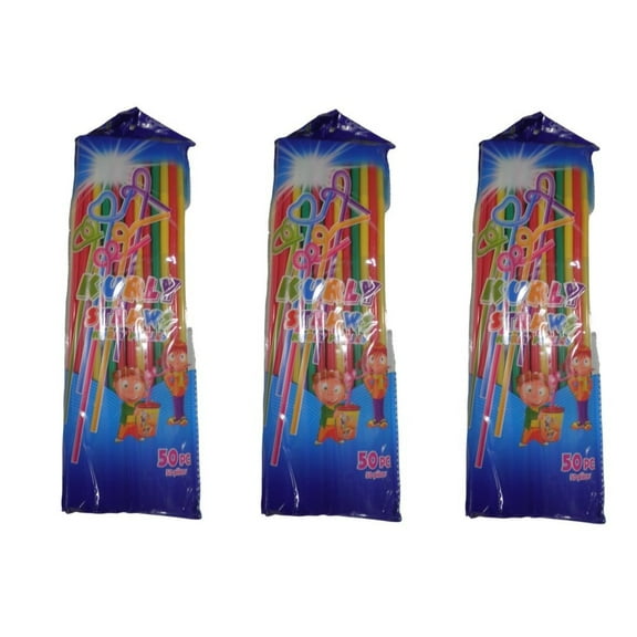 Berkley Square Colorful Kids' Flexible Kurly Straws, 150 Count - Free Shipping