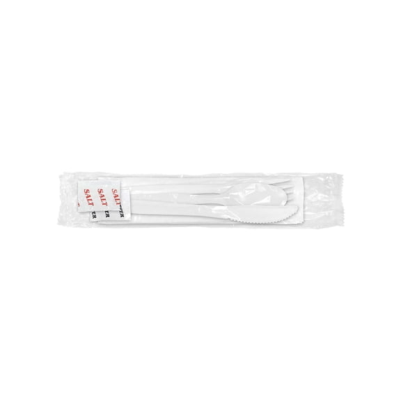 Berkley SquareIndividually Wrapped Plastic Assorted Cutlery Set Medium-Weight White 250/Pack