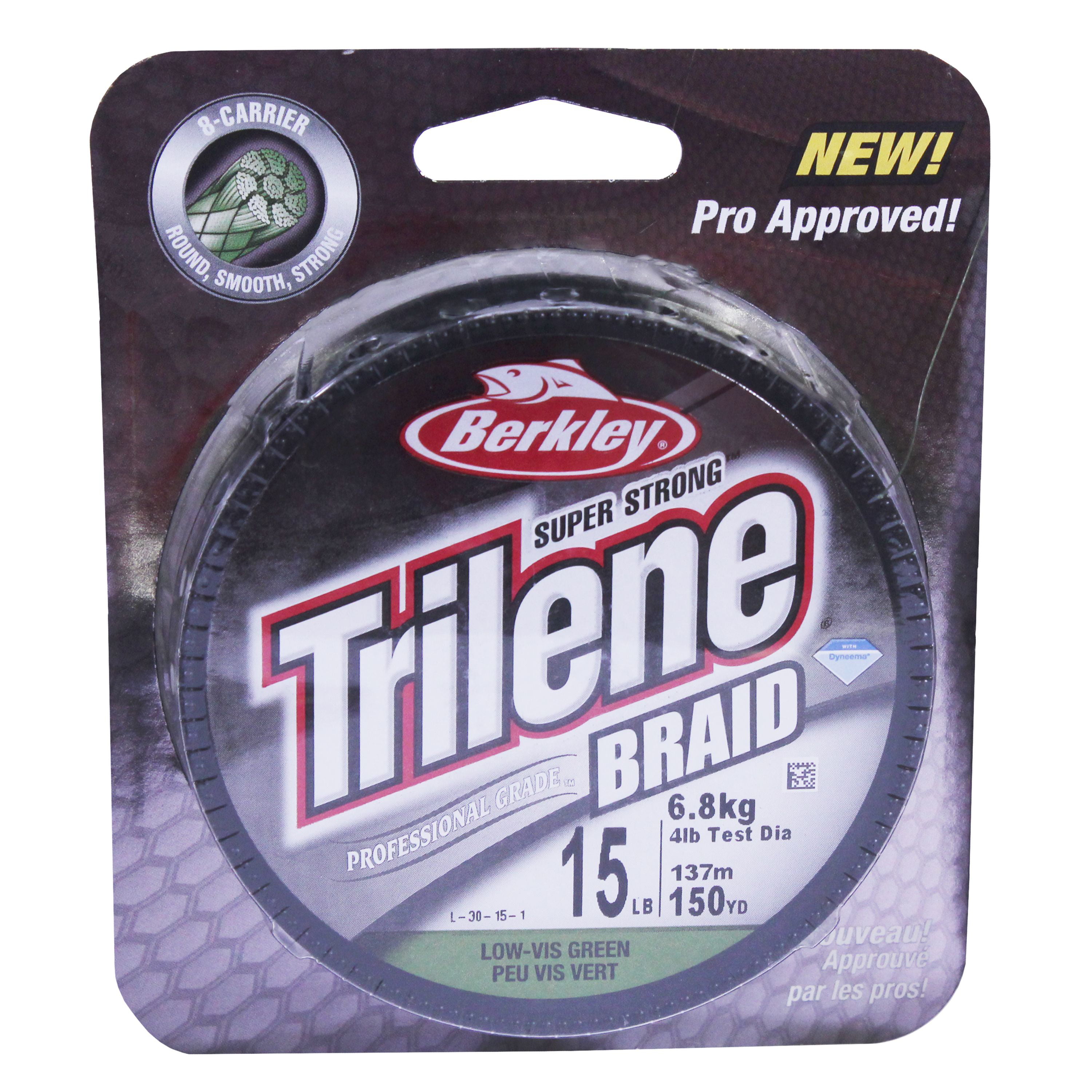 Berkley Trilene Braid Professional Grade Superline Line Spool 150 Yards, 15  lbs Breaking Strength, 4 lb Superline Mono Equiv, Low-Vis Green