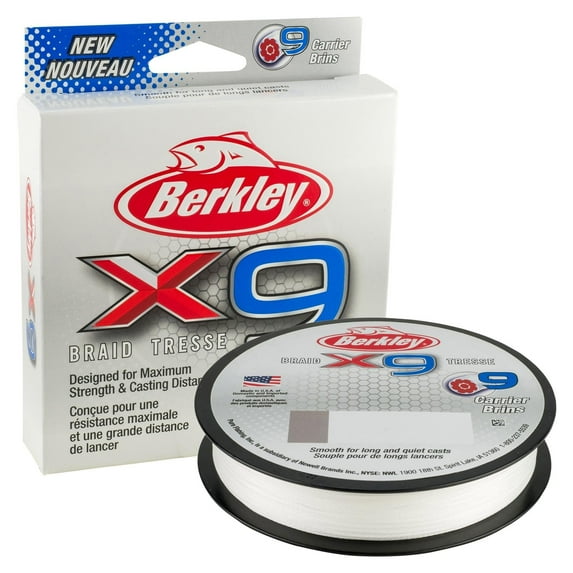 Berkley x9 Braid Fishing Line, Crystal, 10 lb Test Strength, 164 yd