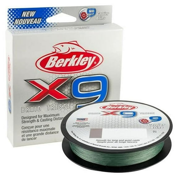 Berkley x9 Braid Fishing Line, Low-Vis Green, 50 lb Test Strength, 164 yd