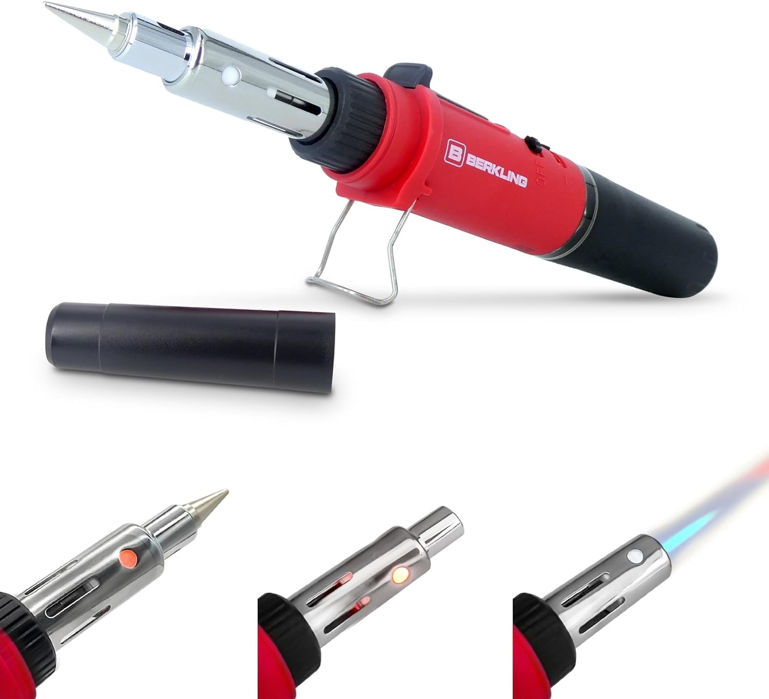 Berkling 3-in-1 Cordless Butane Soldering Iron, Heat Gun, Mini Torch - Self-Ignite, Wireless, Rechargeable