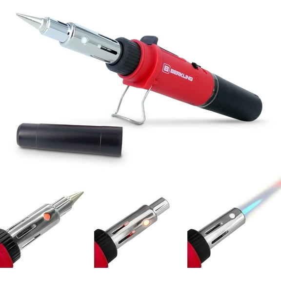 Berkling 3-in-1 Cordless Butane Soldering Iron, Heat Gun, Mini Torch - Self-Ignite, Wireless, Rechargeable