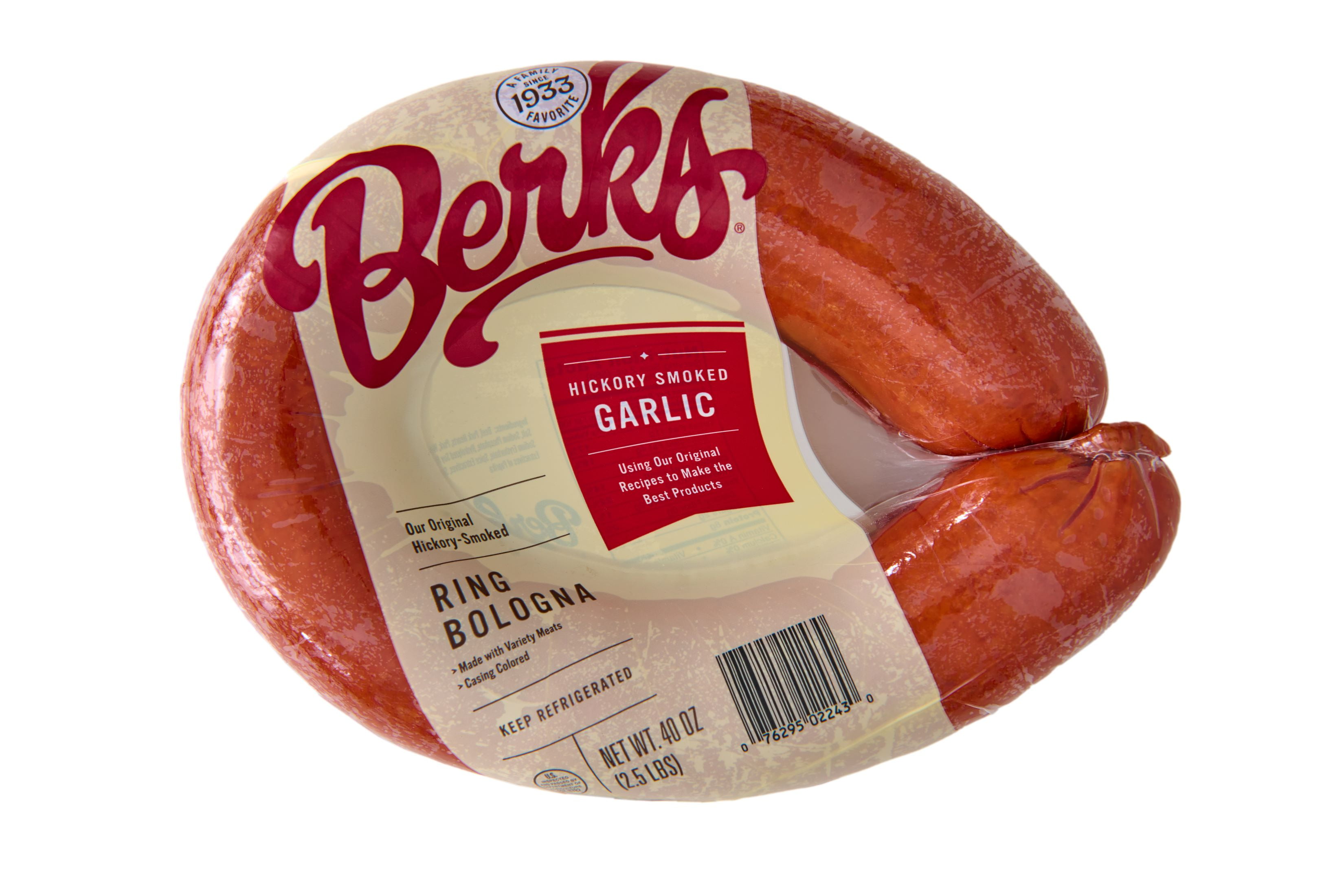 Berks Hickory Smoked Garlic Whole Ring Bologna, 40oz