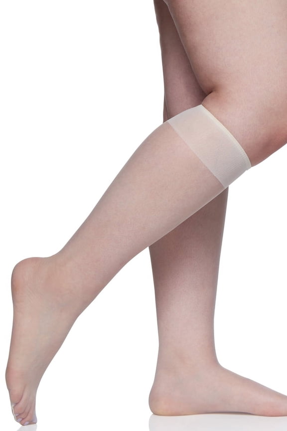 3 Pairs Ultra Sheer Pantyhose with Sandalfoot Toe Queen Size Knee High 6725