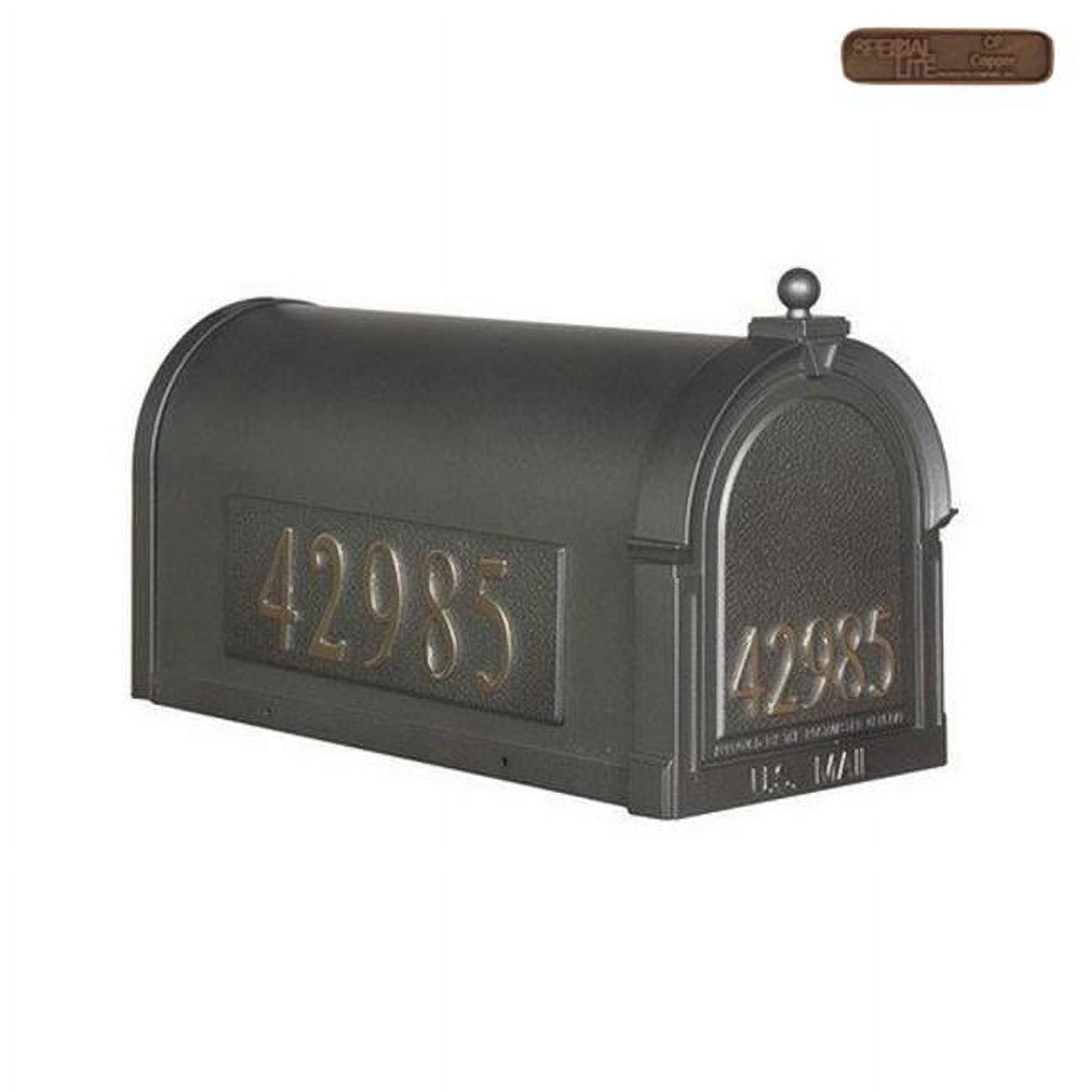 Berkshire Copper Lockable Steel Curbside Mailbox with Brass Numbers