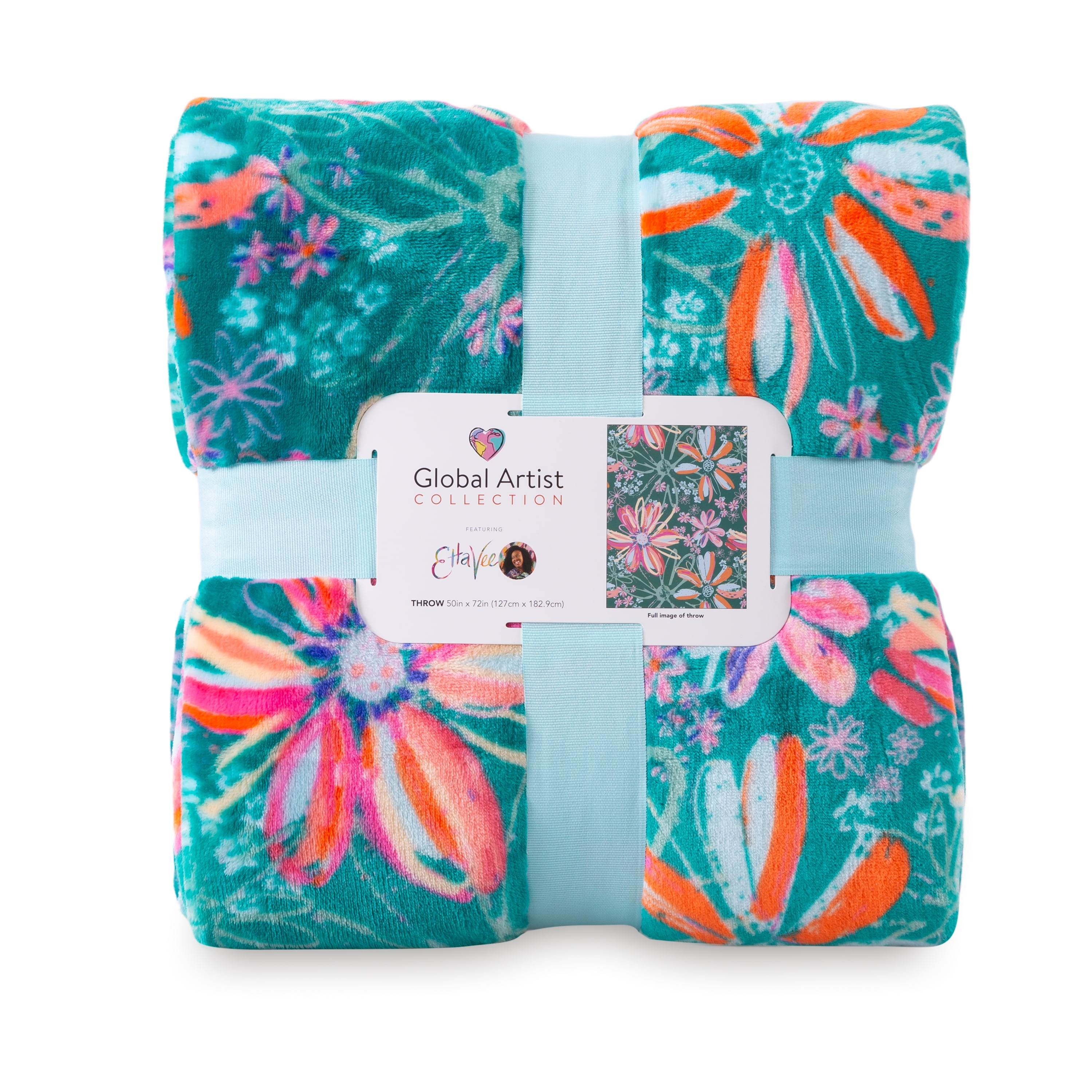 Berkshire Blanket Artist Series Printed VelvetLoft Throw Green 50 x 72 machine washable Walmart