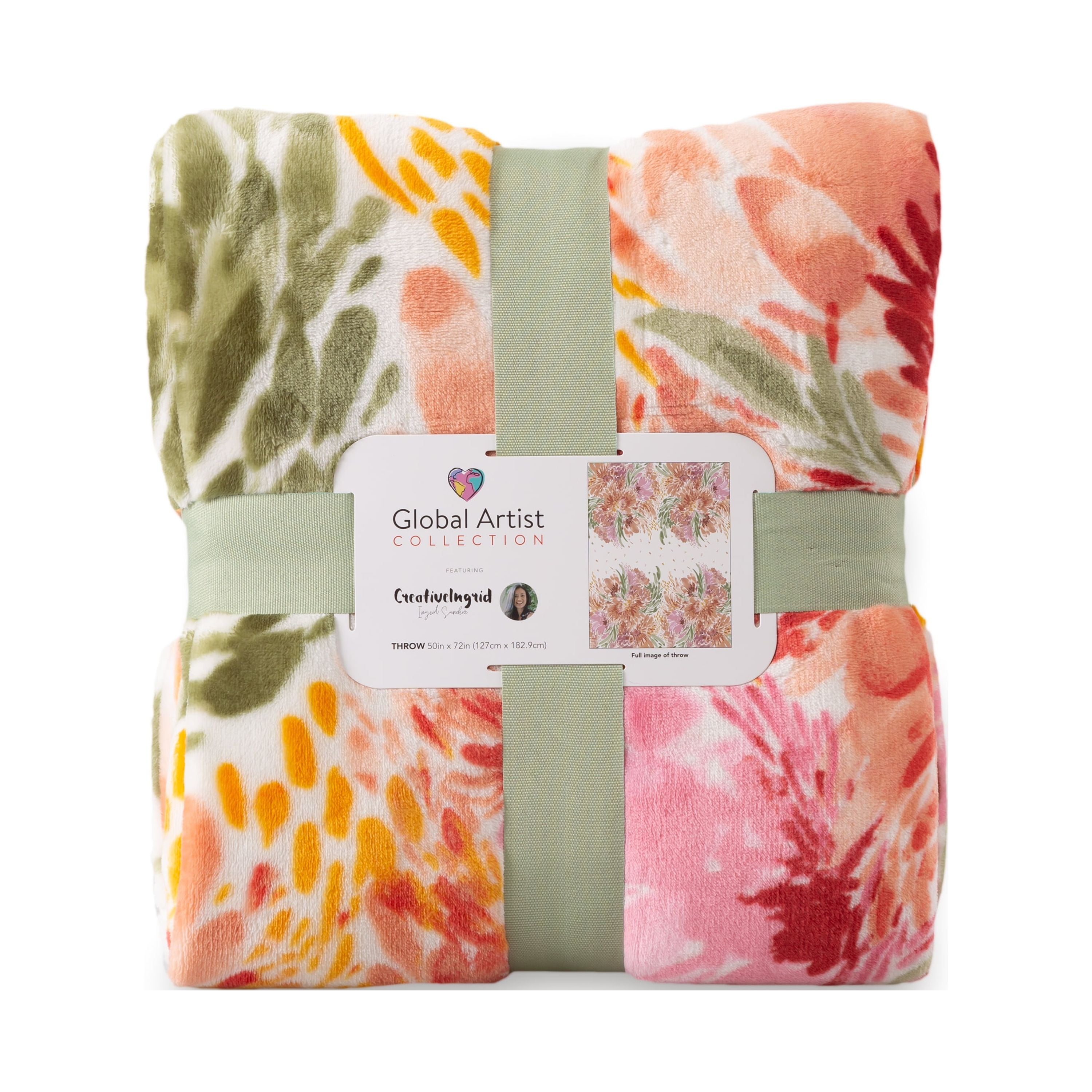 Berkshire Blanket Artist Series Throw Orange Printed VelvetLoft Throw 50 x 72 machine washable
