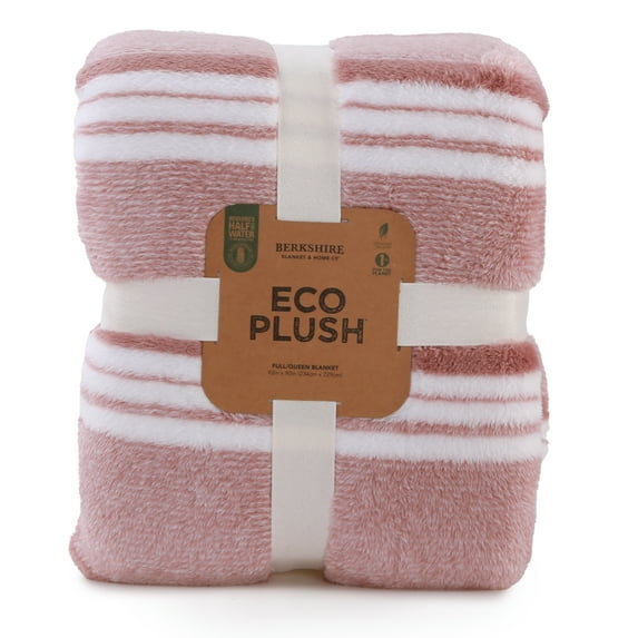 Berkshire Blanket Eco Plush Blanket, Twin, Blush Stripe