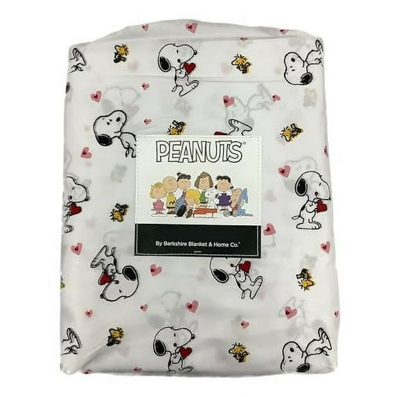 Berkshire Blanket & Home Co. Peanuts Valentines Valentine's Day Themed Sheet Set White - Pink and Red Hearts, Queen