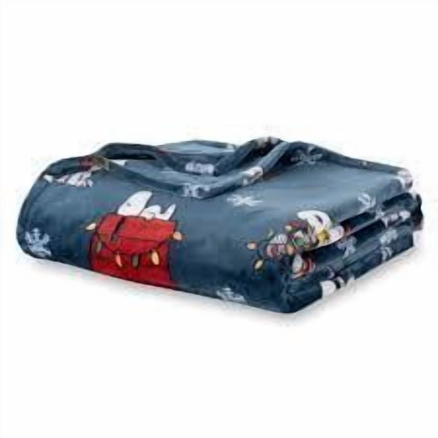 Berkshire Blanket Peanuts Heavyweight Christmas Blanket,VelvetLoft Cute Character Snoopy Plush Bed Blanket,Peanuts Best Chirstmas Icons Opened Up Navy,60 in x 70 in (Official Peanuts Product)