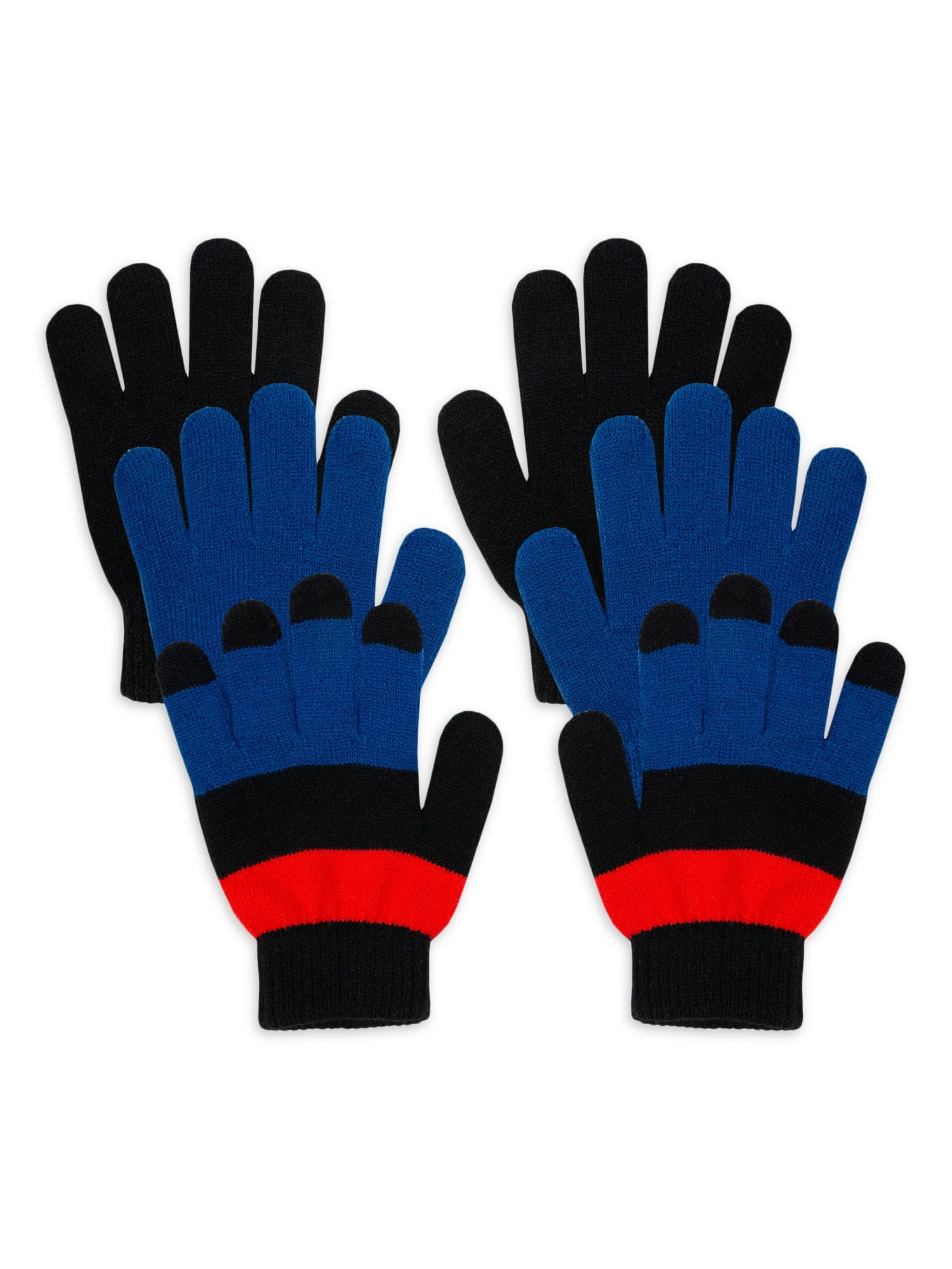 Berkshire Brand Boys Cold Weather 3Pack Set of Striped, Blue and Black