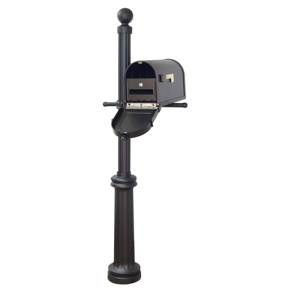 Berkshire Curbside Mailbox with Front Address Numbers, Locking Insert and Fresno Mailbox Post