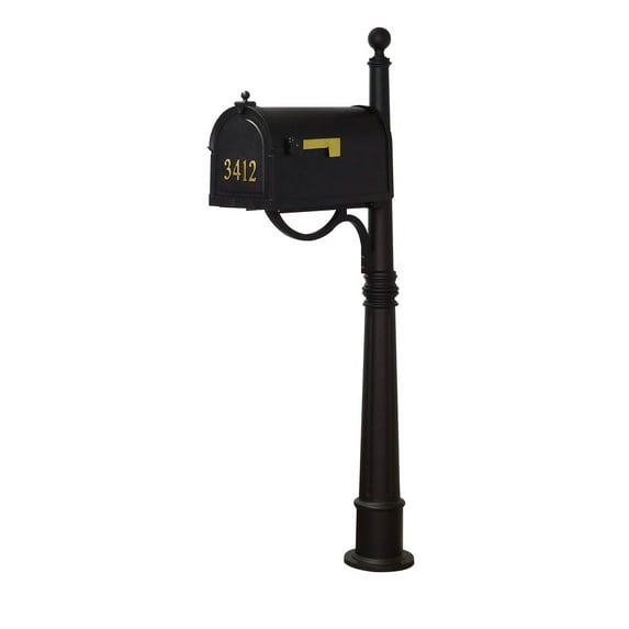 Berkshire Curbside Mailbox with Front Address Numbers and Ashland Mailbox Post