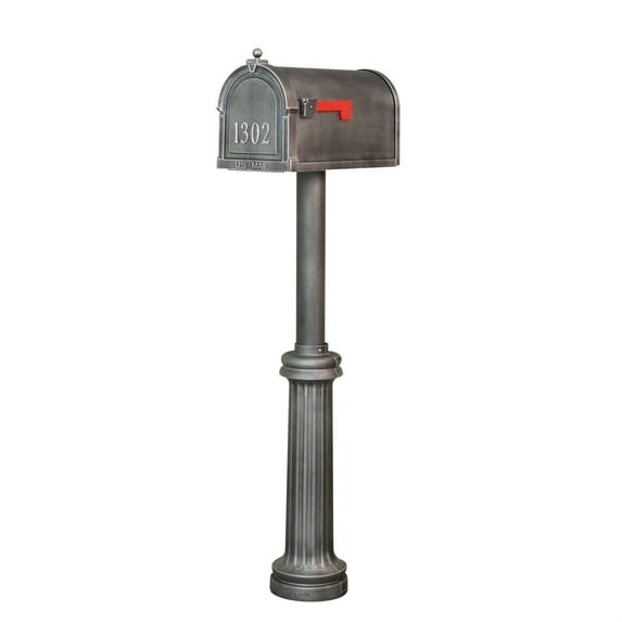 Berkshire Curbside Mailbox with Front Address Numbers and Bradford Mailbox Post