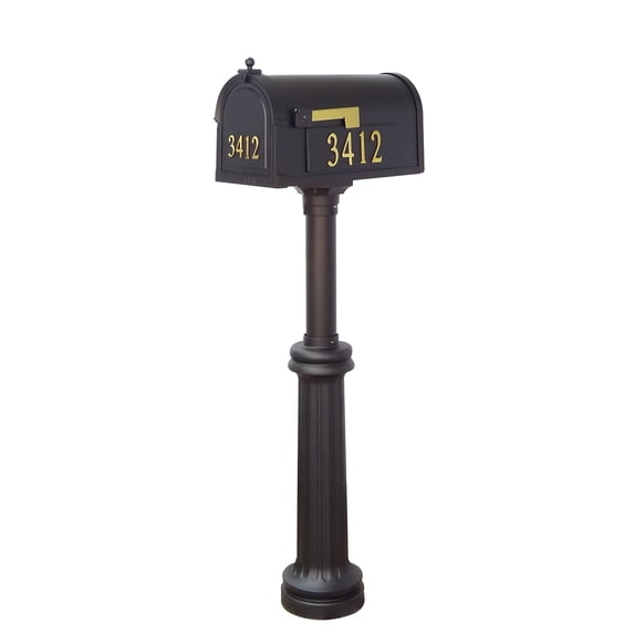 Berkshire Curbside Mailbox with Front and Side Address Numbers and Bradford Mailbox Post