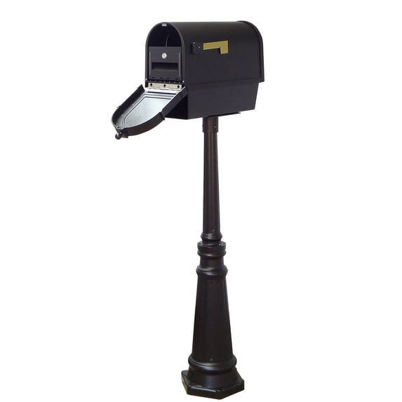 Berkshire Curbside Mailbox with Newspaper Tube, Locking Insert and Tacoma Mailbox Post with Direct Burial Kit