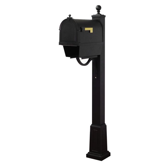 Berkshire Curbside Mailbox with Newspaper Tube and Springfield Mailbox Post with Base